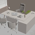 Modern Office Desk Chair Office Chair Desk Computer Desk Lamp Ornaments 3d model