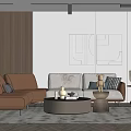 Modern Multiplayer Sofa Coffee Table Combination 3d model