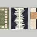 Three Modern Rugs With Geometric Patterns Green Blue Beige Brown Black Designs 3d model