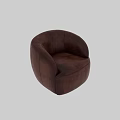 Brown Leather Single Sofa With Modern Curved Design And Round Shape