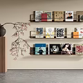 Modern Bookshelf Interior With Colorful Books Decorative Vase And Branches