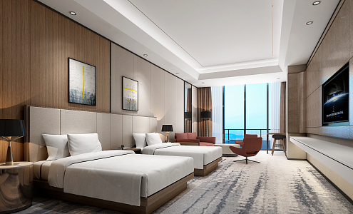 Modern Room Hotel Room Standard Room 3d model