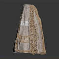 Beige Skirt with Brown Ruffled Edges and Patched Fabric Details for Elegant Vintage Style