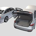 Two Silver Sedans With Open Hood And Doors Modern Car Design Features 3d model
