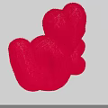 Red Fuzzy Abstract Art Installation With Organic Form And Soft Texture