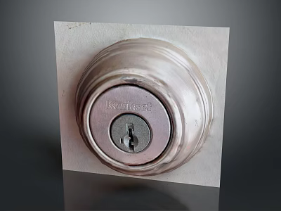 Kwikset Round Metal Door Handle With Lock Keyhole And Classic Design 3d model