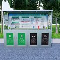 Garden Landscape With Trash Sorting Station Greenery Trees And Information Board 3d model