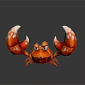 Red Cartoon Aquatic Animal Crab With Large Claws And White Spots Design