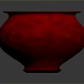 Red Textured Pottery Jar Sculpture Carving Featuring Smooth Rim and Glossy Surface