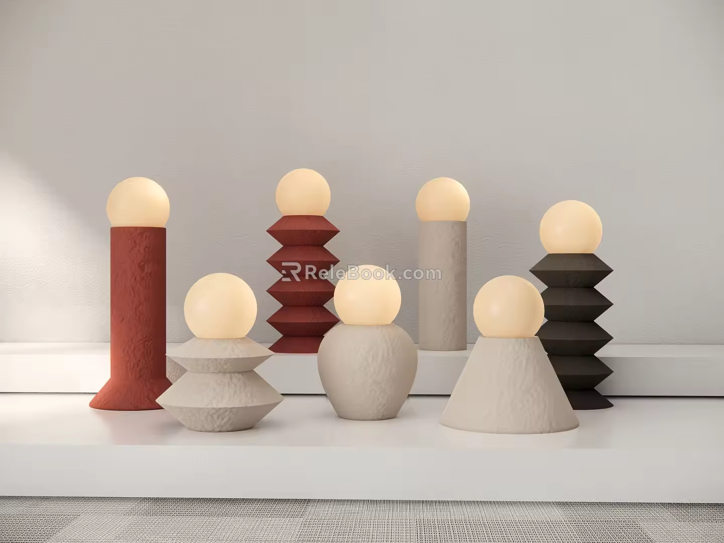 Modern Table Lamp Stone Decorative Small Table Lamp 3d model