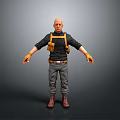 Female 3D Character Wearing Black Shirt Grey Pants And Yellow Gear Belt