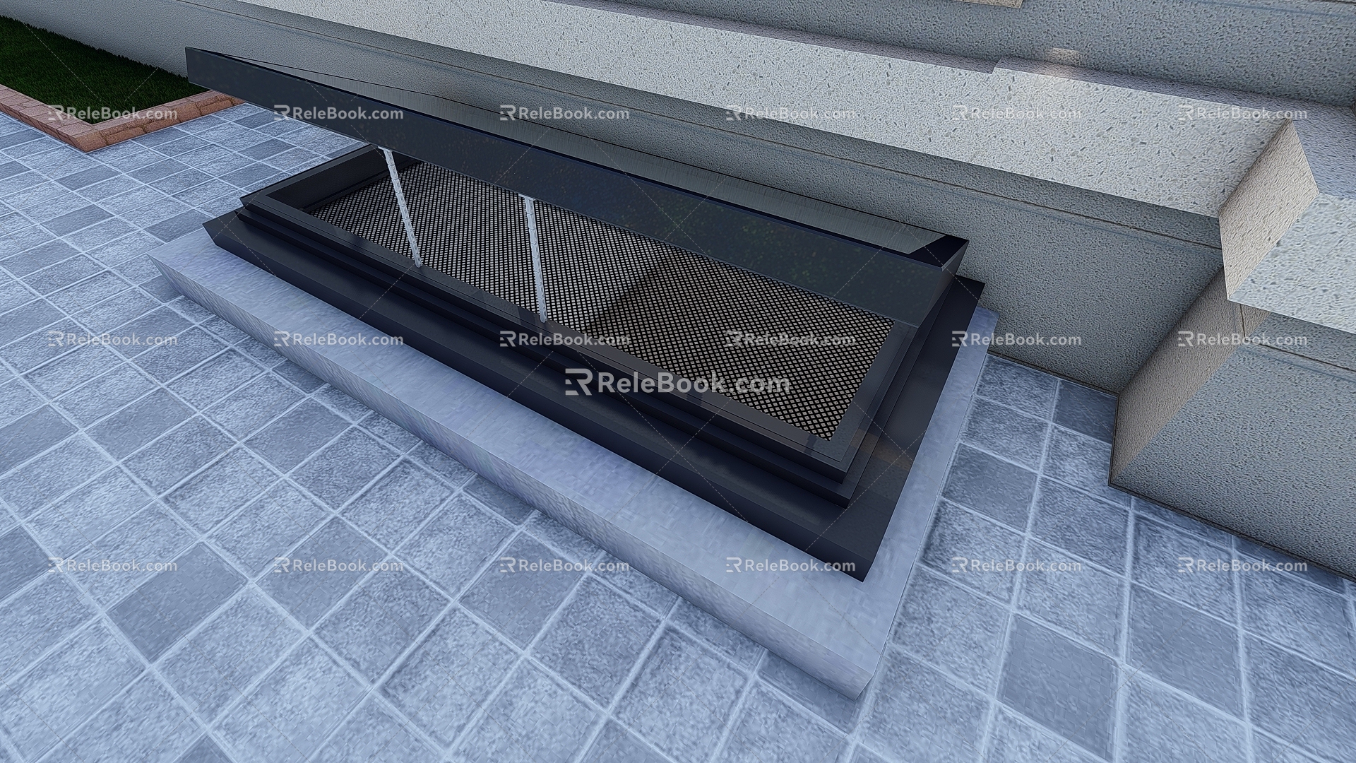 Sunroof hanging on double chain of daylighting well 3d model