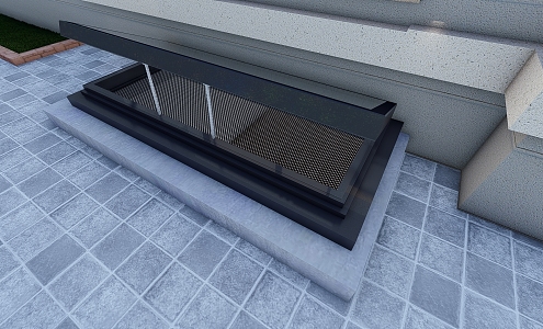 Sunroof hanging on double chain of daylighting well 3d model