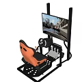 Professional Computer Racing Simulator Setup With Dual Monitors Steering Wheel And Pedals 3d model