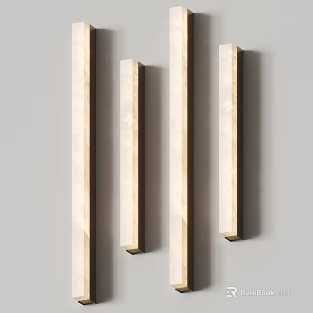 Modern Vertical Wall Lamps With Sleek Light Color Design On Gray Wall 3d model 