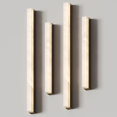 Modern Vertical Wall Lamps With Sleek Light Color Design On Gray Wall 3d model