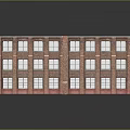 Red Brick Multi Story Building Structure with Regular Windows and Weathered Roof Surface 3d model