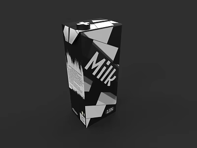 Black And White Geometric Pattern Milk Carton With 3.5 Percent Label 3d model