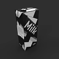 Black And White Geometric Pattern Milk Carton With 3.5 Percent Label