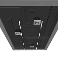 Industrial Ceiling Design With Lighting Fixtures Pipes And Ventilation Grilles