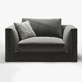 Modern Gray Single Sofa With Checkered Pillow And Sleek Comfortable Design