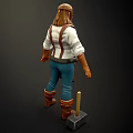 Blacksmith Character Front And Back Views With Apron Boots Gloves Hammer And Anvil
