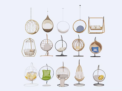 Stylish Hanging Chairs With Various Designs And Comfortable Seats For Home Decor 3d model