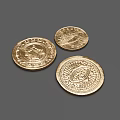 Three Exquisite Gold Coins With Intricate Engravings As Fine Jewelry Pieces