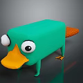 Adorable Game Movie Character Green Body Large White Eyes Yellow Beak Orange Tail