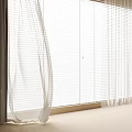White Sheer Curtains With Dark Gray Panels For Modern Room Window Light 3d model