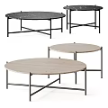 Modern Round Tea Table And Chairs With Wooden Top And Metal Frame