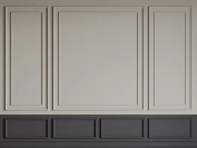 Modern Wainscoting Wall Panel Design With Light And Dark Sections For Home Interior Decor 3d model