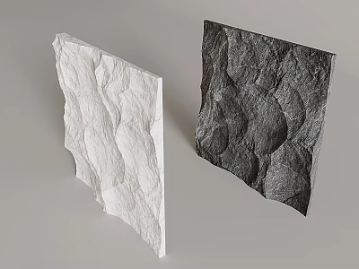 Decorative Background Wall With Stone Texture In White And Dark Gray Panels 3d model