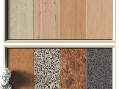 Wooden Wall Paneling Samples Featuring Diverse Grain Patterns And Color Variations 3d model