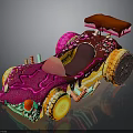 Colorful Cartoon Candy Race Car With Ice Cream Top Cookie Wheels And Sprinkles