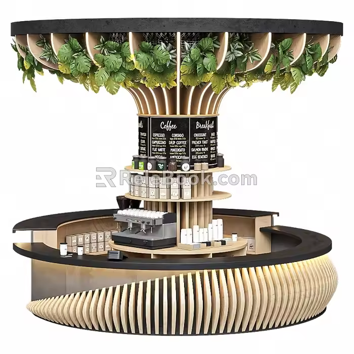 Coffee shop bar water bar reception desk 3d model