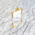 Ornate Golden Framed Mirror Reflecting Green Grass On Marble Background