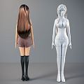 Modern game character girl 3d model