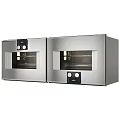 Stainless Steel Double Built In Ovens With Glass Doors And Control Knobs For Kitchen Appliances