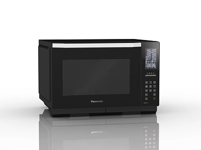 Kitchen Appliance Panasonic Black Microwave Oven with Digital Display and Control Panel 3d model