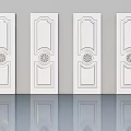Elegant White Hinged Doors With Ornamental Carvings For Home Interior Design