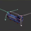 Blue Helicopter Model Featuring Detailed Rotor Blades And Realistic Exterior Design
