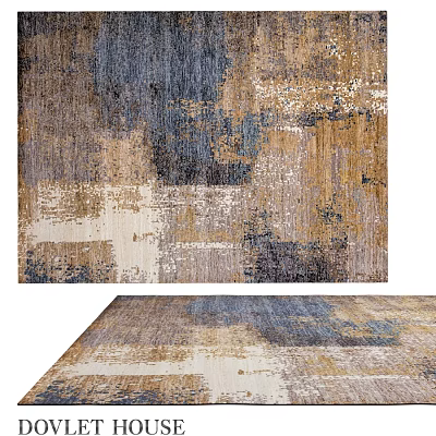 Square Rug Brown Blue Beige Abstract Pattern Modern Textured Design For Living Room Decor 3d model