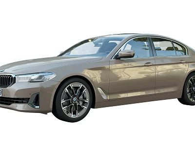 Beige BMW Luxury Sedan With Sleek Design Alloy Wheels And LED Headlights 3d model