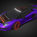 Purple Lamborghini Sports Car With 38 On Roof Neon Lights And Watcha Fast Machine Text