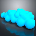 Glossy Blue Abstract 3D Model With Rounded Protrusions On Black Background And Reflection