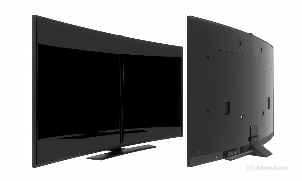 Sleek Modern Curved Television With Black Screen Back Panel And Stand 3d model 
