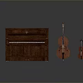 Classical Wooden Musical Instruments Including Piano Double Bass And Violin