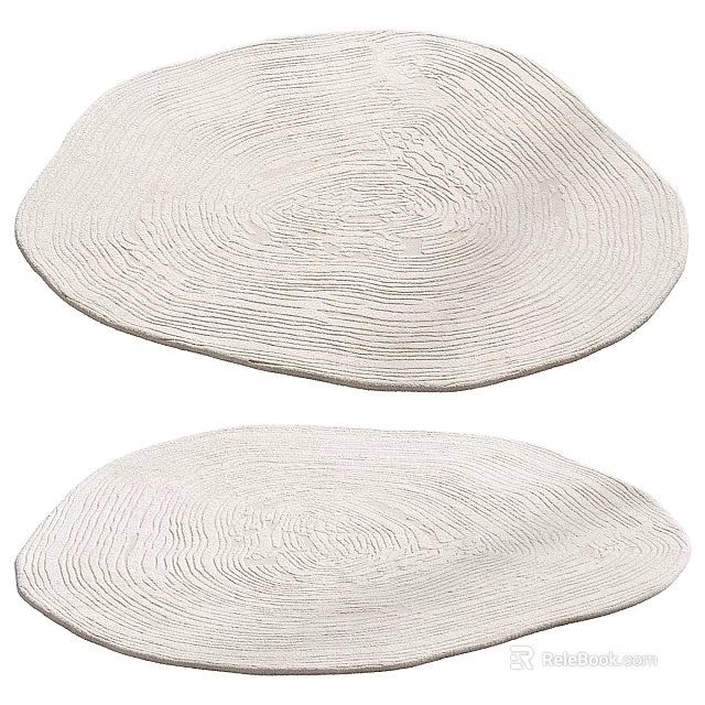 Minimalist Modern White Square Rug With Wood Grain Pattern And Soft Woven Texture 3d model 