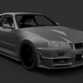 Sleek Gray Sports Car With Aerodynamic Design Rear Spoiler And Custom Wheels